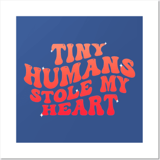 Groovy Tiny Humans Stole My Heart Valentine's Day NICU Nurse Posters and Art